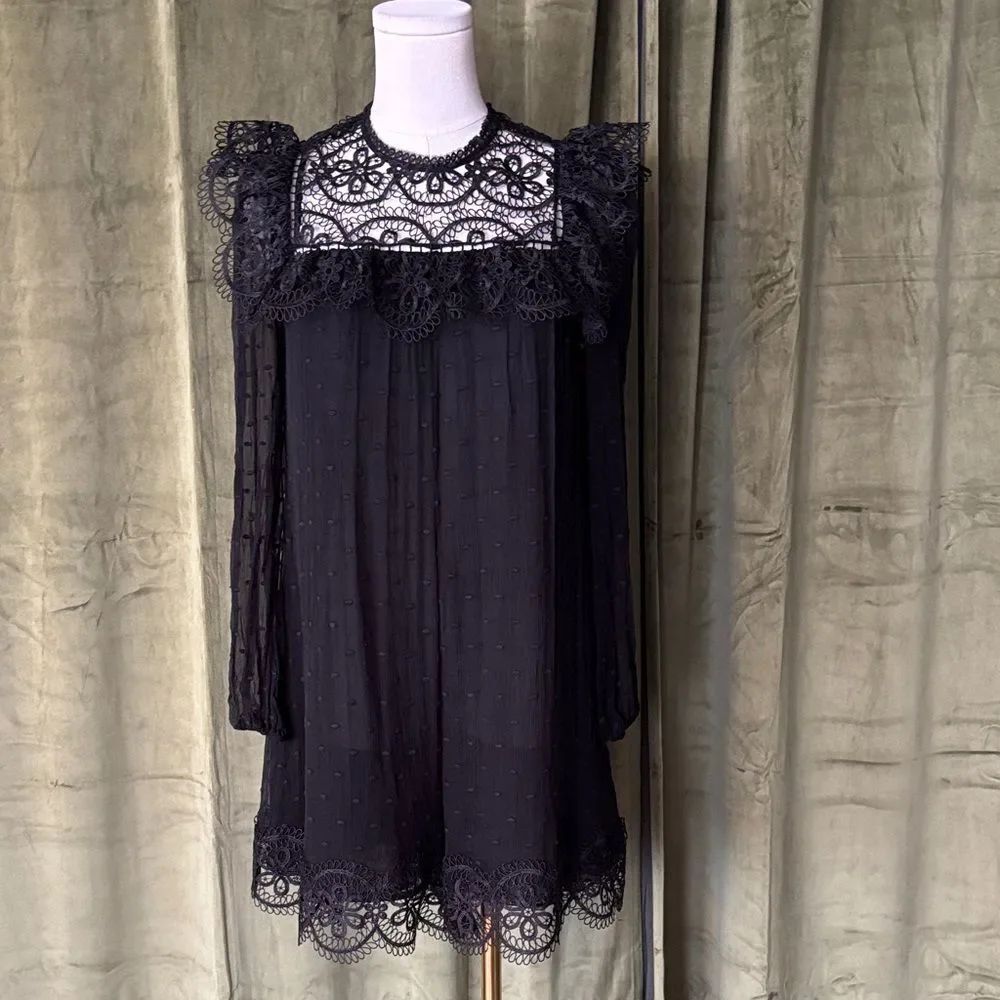 Zimmermann Black Lace-Trim s as ilk romper, S